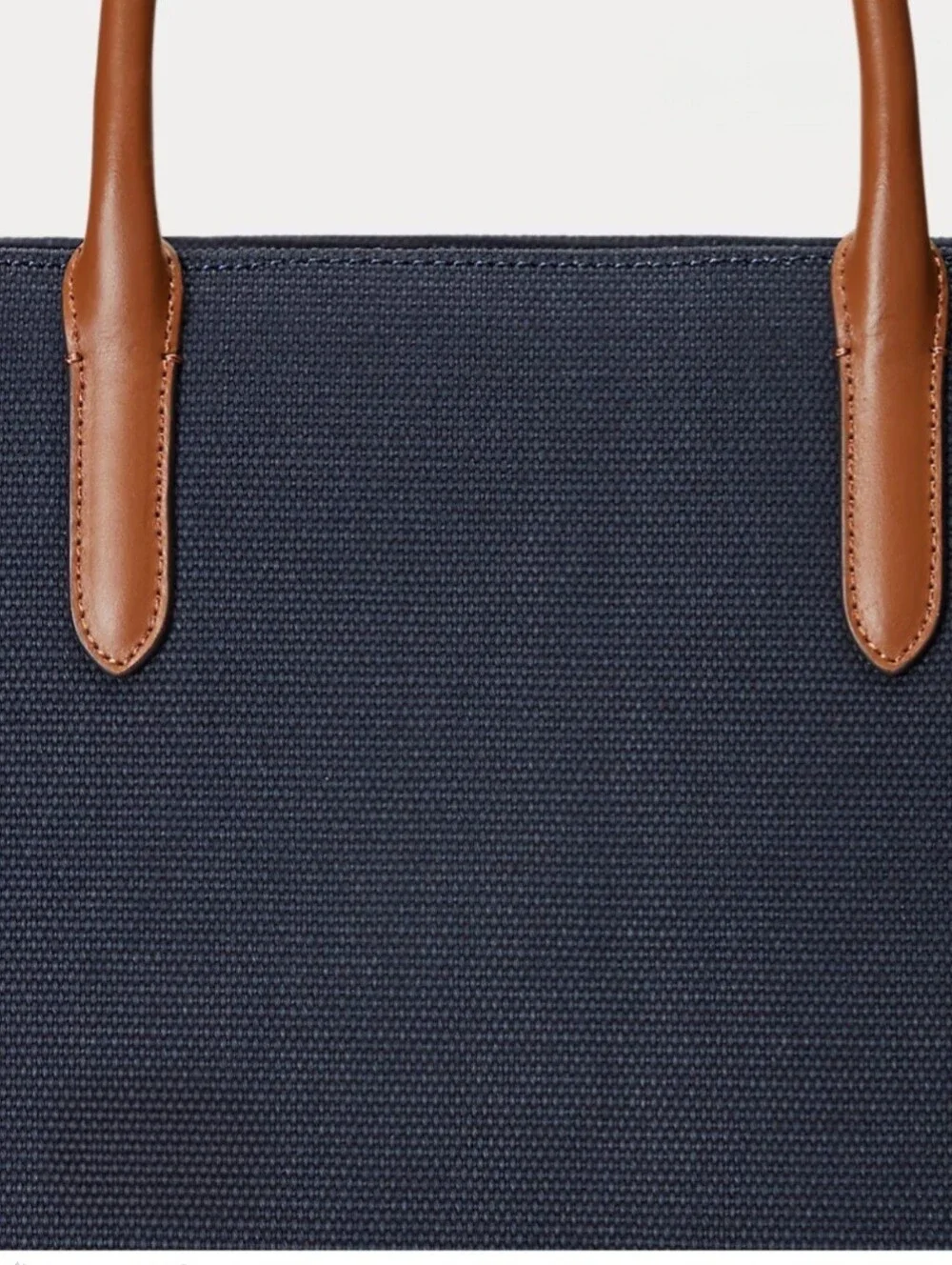 Ralph Lauren Navy Canvas and Brown Leather Tote - Picture 4 of 9